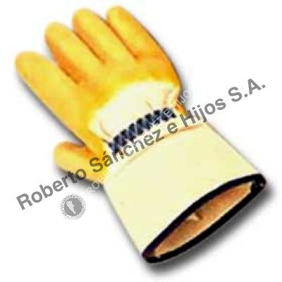 GUANTE MONDONGO PUÑO ELASTIZADO, BAÑO PESADO COMPLETO, EXTERIOR RUGOSO, COLOR AMARILLO, TALLE 10 (CAJA X 120 PARES)