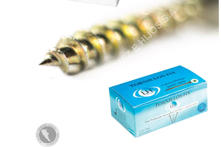 TORNILLO FIX 2,5 X 10 - CABEZA PHILLIPS, PUNTA AGUJA, ZINC. AMARILLO, PASO MADERA (CAJA X 400 UN) (30 CAJAS)