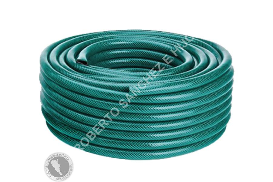 MANGUERA RIEGO PRESION 3/4" (X 25 MTS) - (MARCA JARDIN) - REFUERZO TEXTIL, COLOR VERDE (PRECIO X METRO)